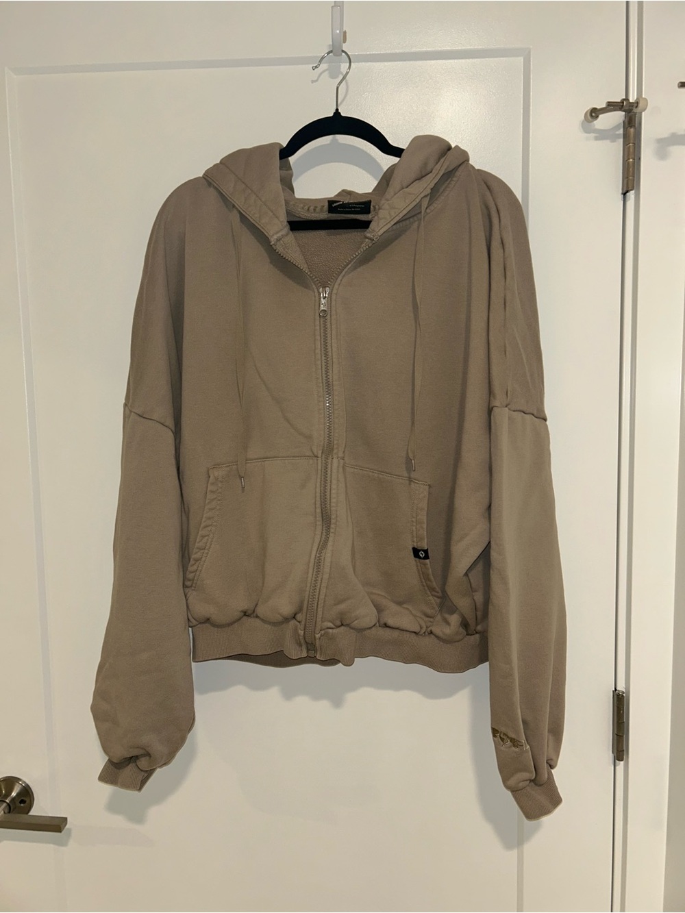POPFLEX Taupe Zip Cloud Hooded Sweatshirt